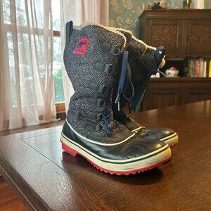 Sorel Women's Tivoli High Nocturnal Faux Fur Lined Waterproof Boots Sz 9 Gray